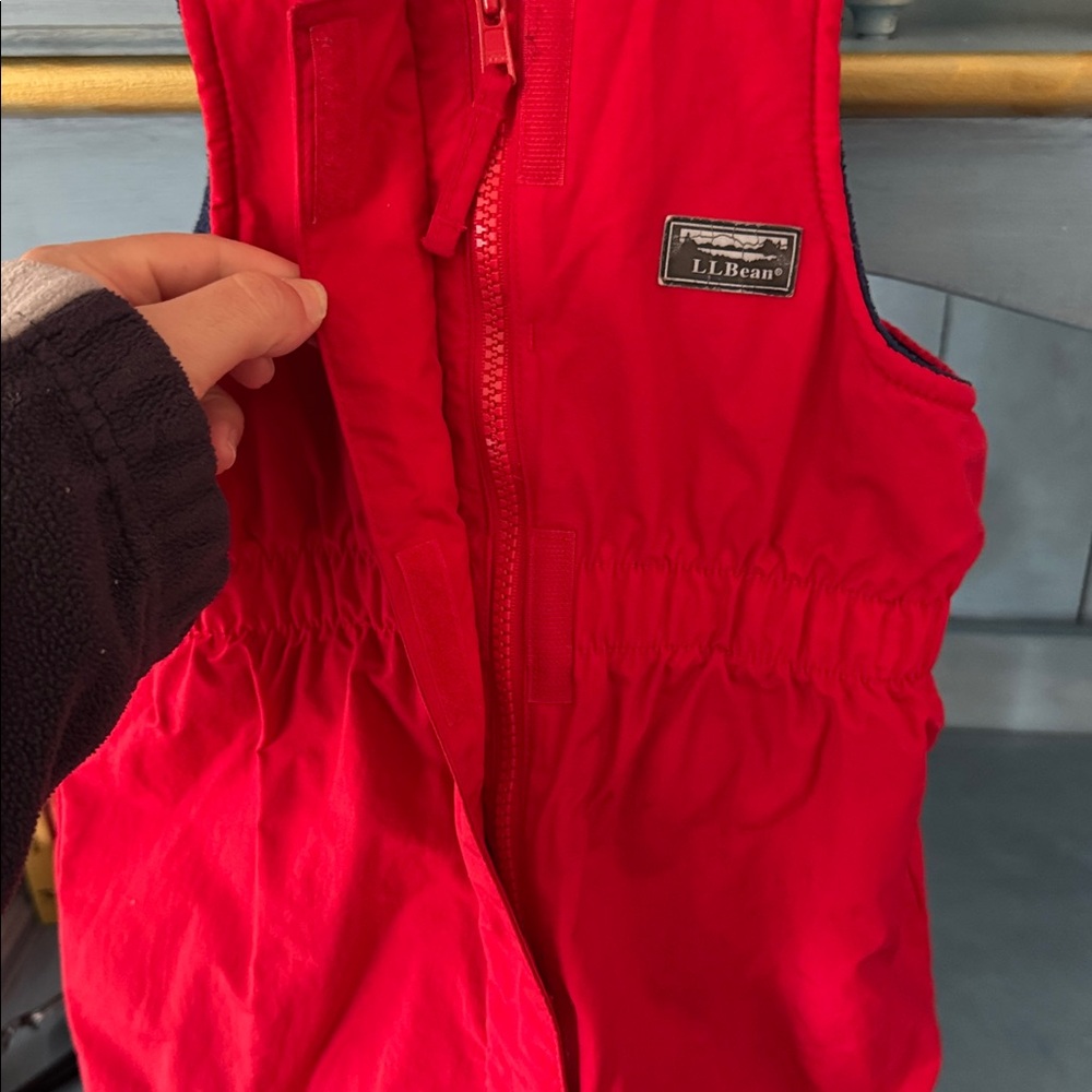 L.L. Bean Bright Red Kids Snow Overalls - Picture 4 of 7